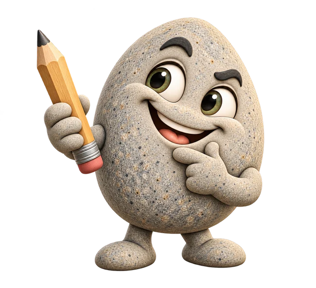 Kamnita maskota s svinčnikom pomaga ustvariti tvoj motiv
